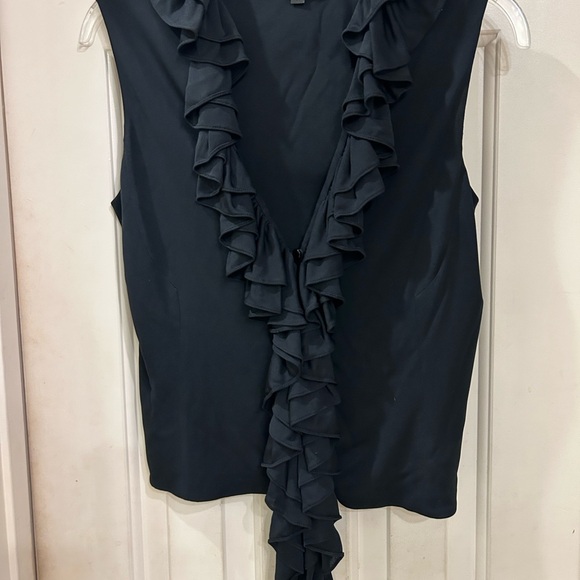 Douglas Hannant Ruffle Blouse, Sleeveless, Slightly Fitted Waist, Navy, Sz 4 - Picture 7 of 7